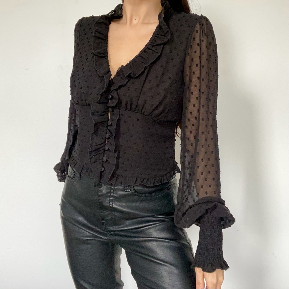 Free people dotted chiffon blouse size XS